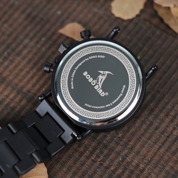 🌱MEN’S WOOD LUXURY CHRONOGRAPH MILITARY WATCH*NWT - Picture 5 of 8